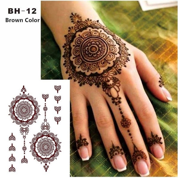 Классические коричневые и черные индийские наклейки для татуировки хной для рук и тела Индия Свадебные наклейки для девочек и женщин на свадьбе