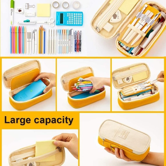 Angoo Pencil Case Large Capacity Zipper Pencil Case Canvas Pencil