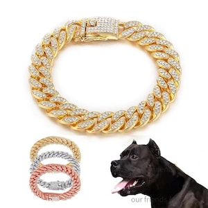 Bling Rhinestone Pearl Necklace Dog Collar Alloy Diamond Puppy Collars Dog  Accessories
