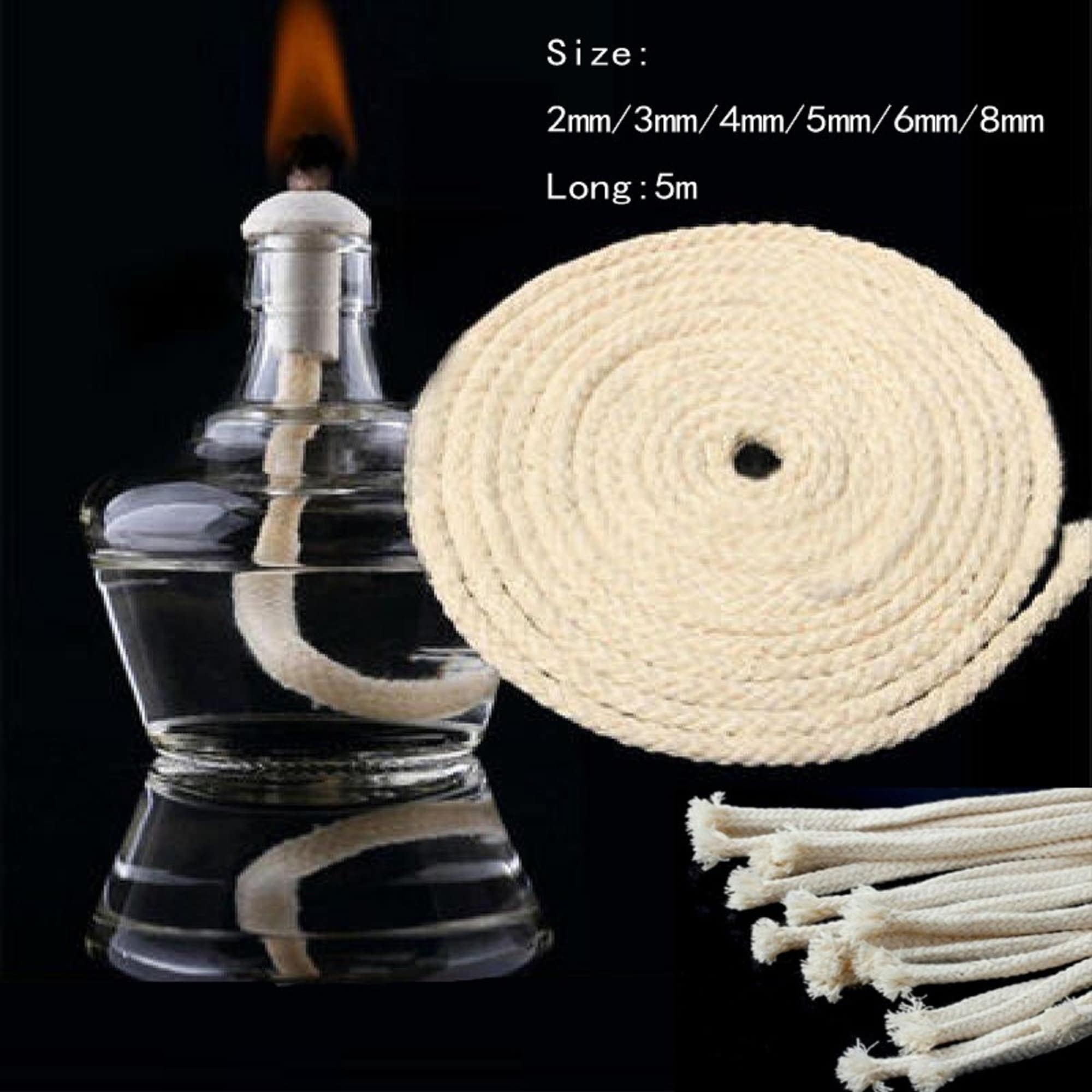 1/4 Round Cotton Oil Lamp Wicks, Braided Cotton Replacement Wick for Kerosene  Oil Lamp and Oil Burners Lantern (20 Pcs, Not Included lamp) 