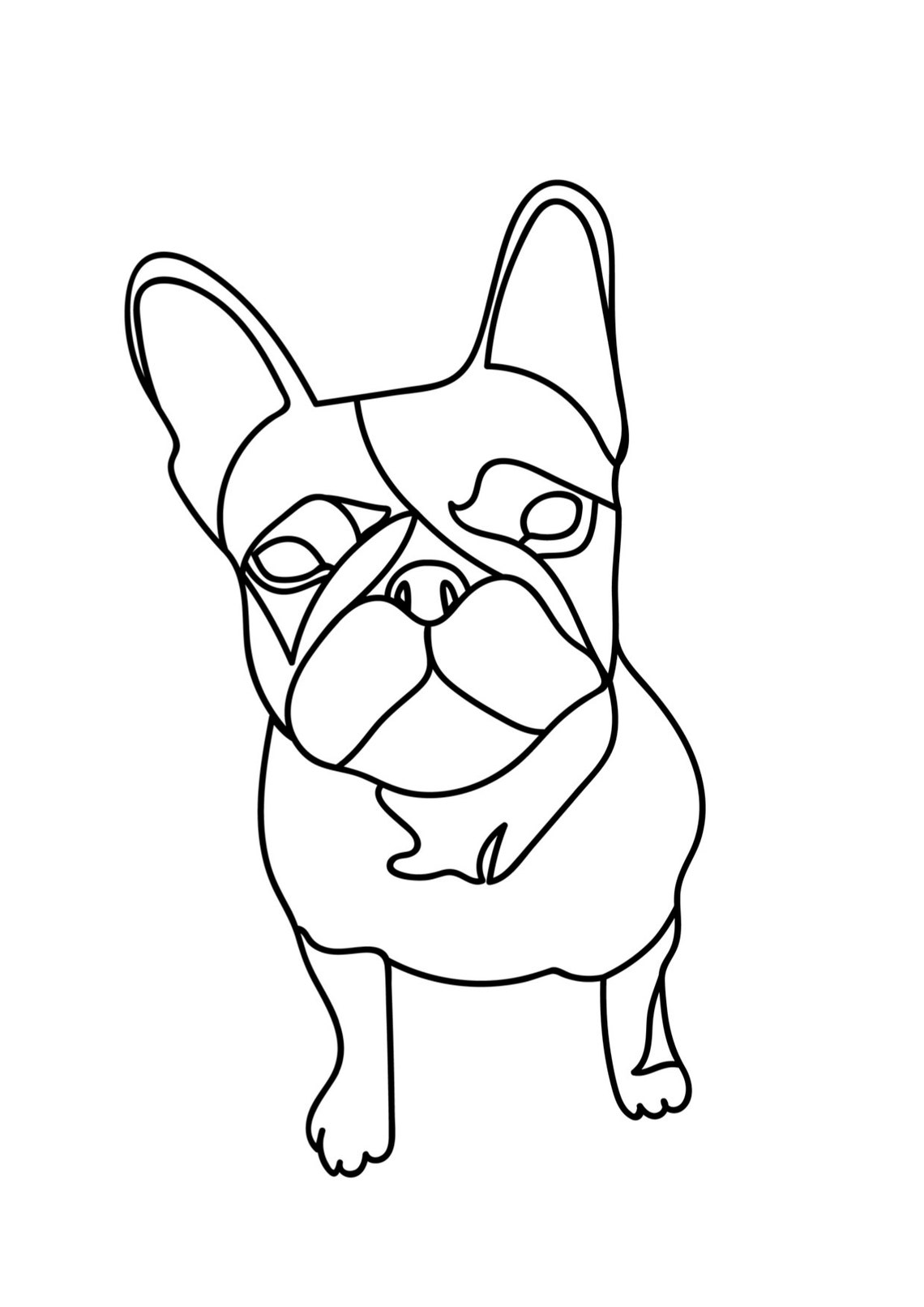 French BullDog line drawing A4 print Frenchie Dog Line | Etsy