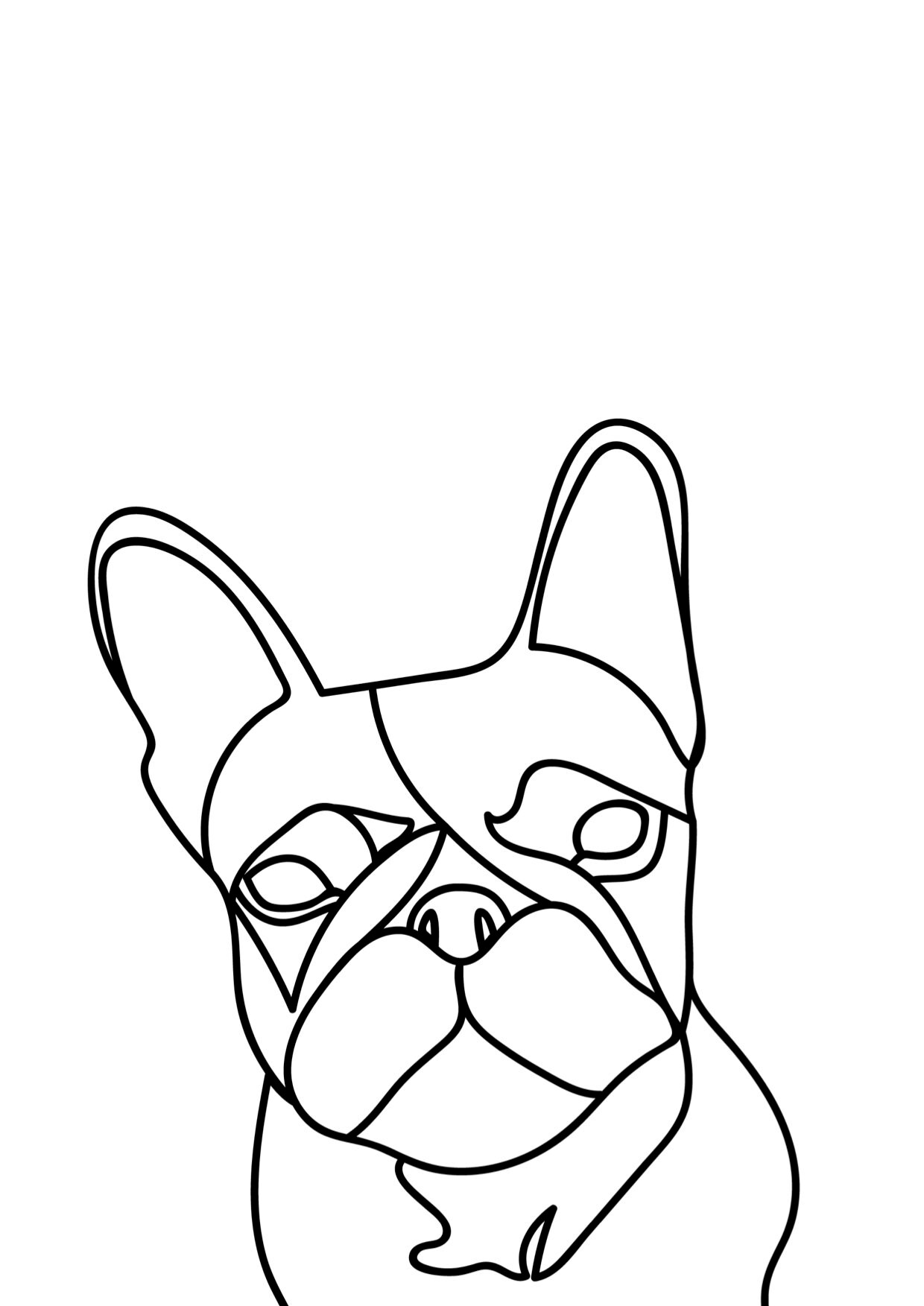 French Bull Dog line drawing A4 print Frenchie Line Art | Etsy