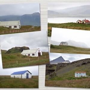 Tarjetas en blanco...Islandia-Fotografía de bellas artes-Una colección de casas y graneros de Islandia