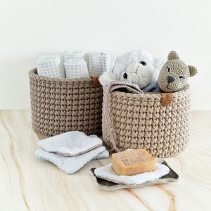 Crochet Storage Basket: Bath Kids Accessories Organiser, Minimalist Home Decor
