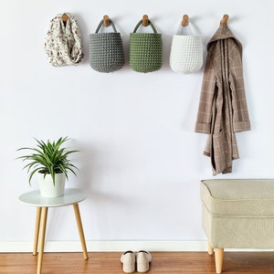 Crochet Hanging Baskets, Home Decoration, Bathroom Storage, Hanging Storage, Hallway Storage, Kitchen Storage, Housewarming Gift afbeelding 2