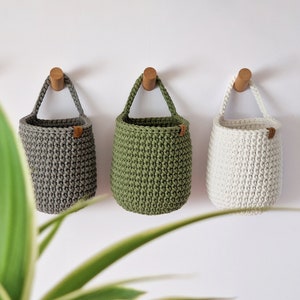 Crochet Hanging Baskets, Home Decoration, Bathroom Storage, Hanging Storage, Hallway Storage, Kitchen Storage, Housewarming Gift image 6