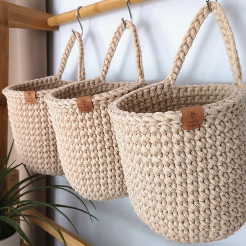 Crochet Hanging Baskets Home Decoration Hallway Storage - Etsy