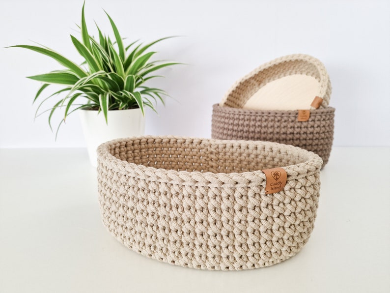 Crochet Bread Basket, Kitchen Storage Bin, Home Decoration, Table Decor, Bathroom Cosmetics Basket, Mother's Day Gift Bild 6