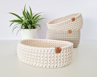 Bathroom Cosmetics Storage Basket, Crochet Bread Basket, Dining Room Table Decor, Housewarming and Mother's Day Gift