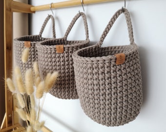 Crochet Hanging Wall Baskets, Home Decoration, Unique Home Decor, Bathroom Storage, Kitchen Storage, Vegetables Storage, Housewarming Gift