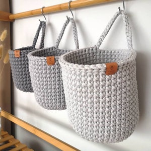Crochet Hanging Basket: Cotton Home Storage, Bathroom & Wardrobe Organizer
