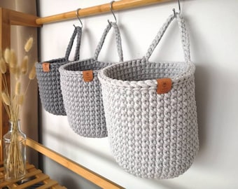 Crochet Hanging Basket: Cotton Home Storage, Bathroom & Wardrobe Organizer