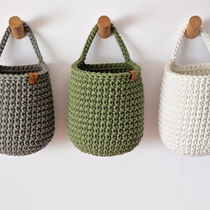 Crochet Hanging Baskets, Home Decoration, Bathroom Storage, Hanging Storage, Hallway Storage, Kitchen Storage, Housewarming Gift image 7