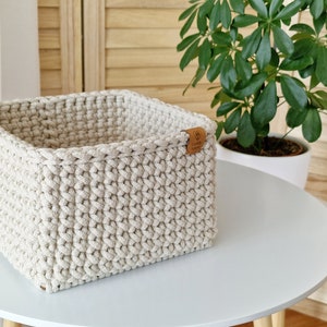 Square Crochet Storage Basket, Bathroom Cosmetics Storage, Baby Room Organizer, Nursery Storage, Birthday Gift, Autumn Home Decor image 5