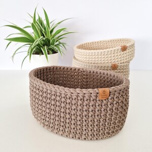 Crochet Bread Basket: Cotton Kitchen Storage Bin, Table Centerpiece image 7