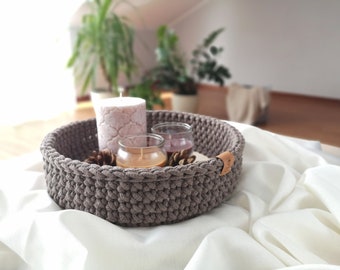Coffee Tray, Crochet Storage Basket, Dining Room Table Decor, Candle Decorative Tray, Home Table Autumn Decor, Birthday Gift