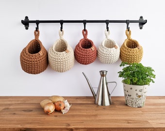 Hanging Wall Storage Basket, Kitchen Vegetables Bag, Crochet Home Decor, Housewarming Gift, Mother's Day Gift