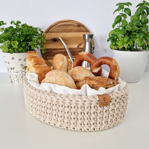 Crochet Bread Basket, Kitchen Storage Bin, Home Decoration, Table Decor, Bathroom Cosmetics Basket, Mother's Day Gift Bild 1