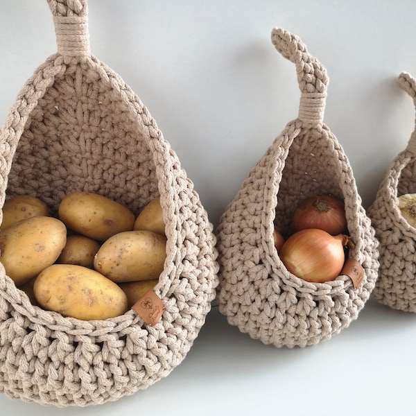 Hanging Wall Storage Basket, Kitchen Vegetables Bag, Bathroom Basket, Crochet Home Autumn Decor, Nursery Storage Basket, Birthday Gift