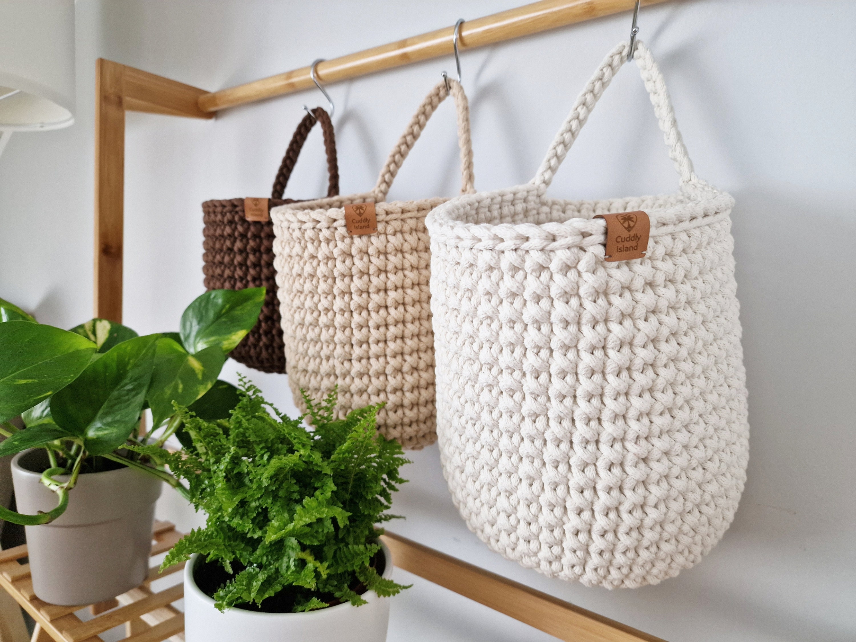 Crochet Hanging Baskets, Home Wall Decoration, Hallway Hanging Storage Bag,  Bathroom Storage, Housewarming Present, Autumn Decor -  Canada