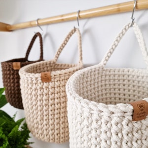 Crochet Hanging Baskets, Home Wall Decoration, Hallway Hanging Storage Bag, Bathroom Storage, Housewarming Present, Autumn Decor Bild 2