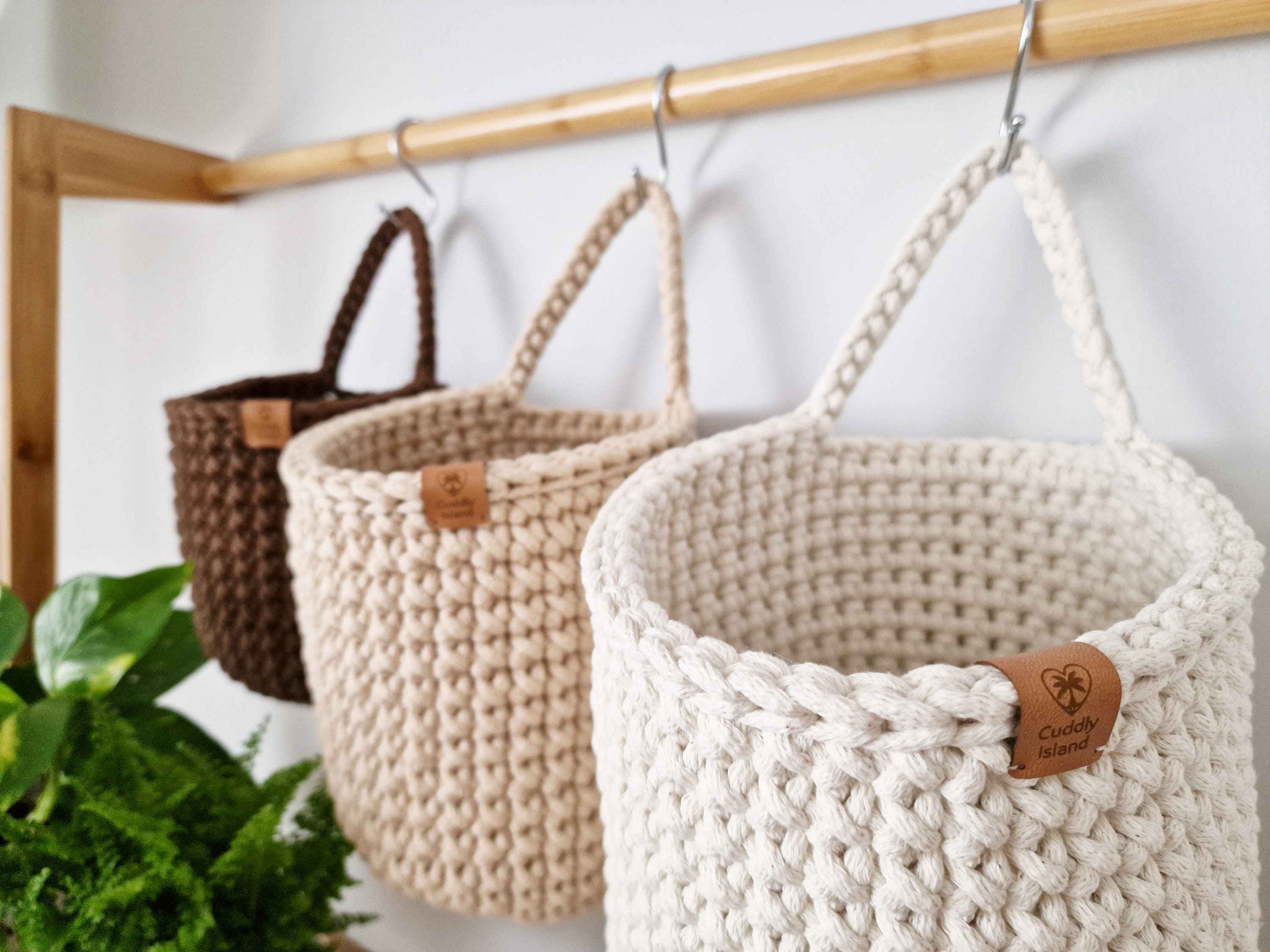 Crochet Basket / Hanging Basket / Camper Decor / Hanging Basket / Tabletop  Decor / Planter Basket / Camper Basket / Rustic Basket 