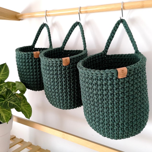 Crochet Hanging Baskets, Home Decoration, Bathroom Storage, Vegetables Kitchen Storage, Housewarming Gift, Christmas Gift, Christmas Decor