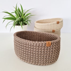 Crochet Bread Basket, Kitchen Storage Bin, Home Decoration, Table Decor, Bathroom Cosmetics Basket, Mother's Day Gift image 7