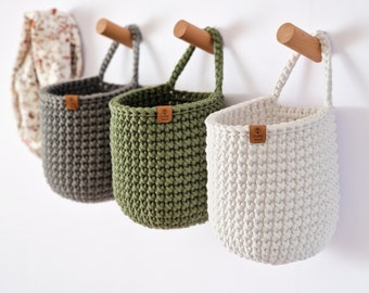 Crochet Hanging Baskets, Home Autumn Decoration, Bathroom Storage, Hanging Storage, Hallway Storage, Kitchen Storage, Housewarming Gift