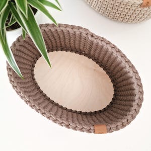 Crochet Bread Basket: Cotton Kitchen Storage Bin, Table Centerpiece image 8