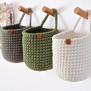 Crochet Hanging Baskets, Home Decoration, Bathroom Storage, Hanging Storage, Hallway Storage, Kitchen Storage, Housewarming Gift image 1