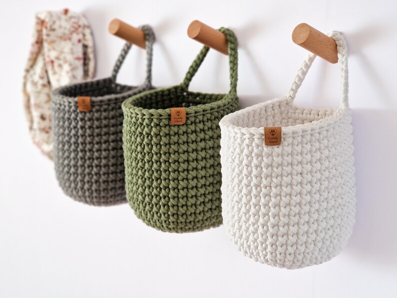 Crochet Hanging Baskets, Home Decoration, Bathroom Storage, Hanging Storage, Hallway Storage, Kitchen Storage, Housewarming Gift Bild 1