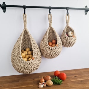 Hanging Wall Storage Basket, Kitchen Vegetables Bag, Bathroom Basket, Crochet Home Decor, Wardrobe Storage Basket, Mother's Day Gift