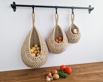 Hanging Wall Storage Basket, Kitchen Vegetables Bag, Bathroom Basket, Crochet Home Decor, Wardrobe Storage Basket, Mother's Day Gift