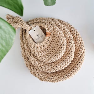 Crochet Hanging Basket: Kitchen Vegetable Storage, Boho Home Decor image 7