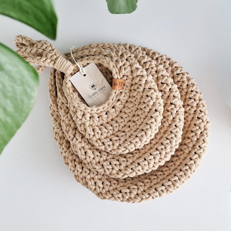 Crochet Hanging Basket: Kitchen Vegetable Storage, Boho Home Decor image 7