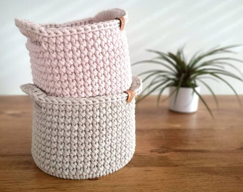 Crochet Basket with Handles, Bathroom Storage, Baby Room Organizer, Baby Shower Gift