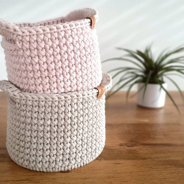 Crochet Basket with Handles, Bathroom Storage, Baby Room Organizer, Baby Shower Gift