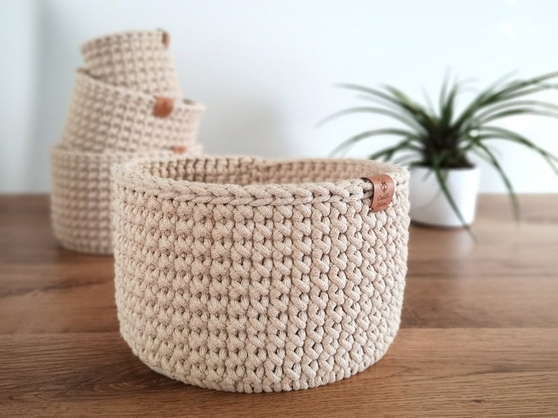 Storage Basket, Bathroom Cosmetics Storage, Baby Room Organizer, Nursery Storage, Crochet Basket Storage, Autumn Decor, Christmas Gift afbeelding 4