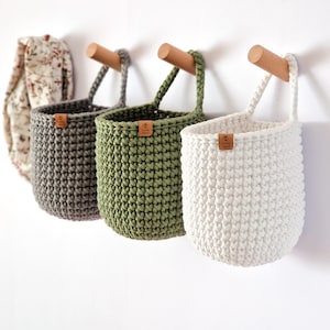 Crochet Hanging Basket: Wall Organizer - Wardrobe & Nursery