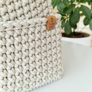 Square Crochet Storage Basket, Bathroom Cosmetics Storage, Baby Room Organizer, Nursery Storage, Birthday Gift, Autumn Home Decor zdjęcie 4