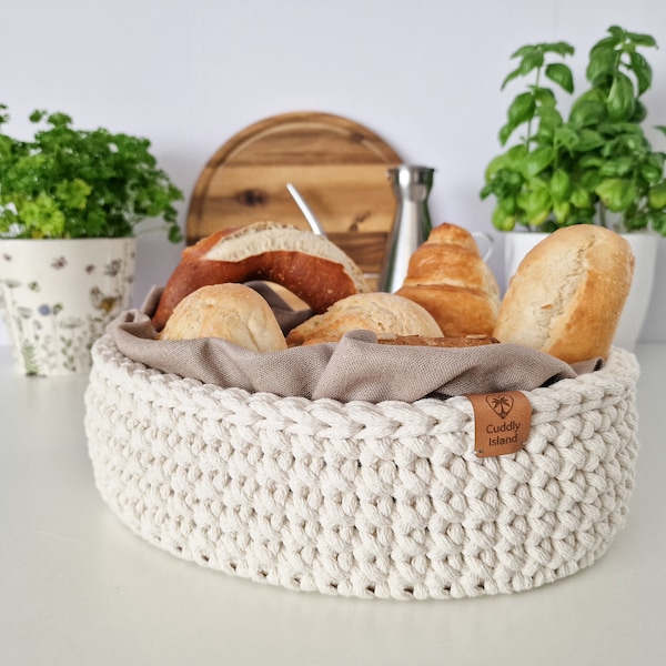 Bread Basket, Kitchen Storage Basket, Dinning Room Table Decor, Crochet Bathroom Cosmetics Basket, Home Decoration, Mother's Day Gift