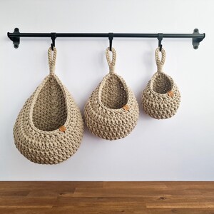 Crochet Hanging Basket: Kitchen Vegetable Storage, Boho Home Decor image 6
