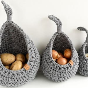 Hanging Storage Basket, Wardrobe Basket, Crochet Home Decor, Kitchen Vegetables Storage, Housewarming Gift, Mother's Day Gift Bild 8