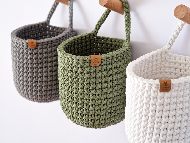 Crochet Hanging Baskets, Home Decoration, Bathroom Storage, Hanging Storage, Hallway Storage, Kitchen Storage, Housewarming Gift image 4