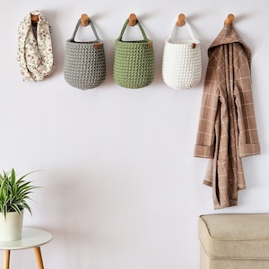 Crochet Hanging Baskets, Home Decoration, Bathroom Storage, Hanging Storage, Hallway Storage, Kitchen Storage, Housewarming Gift image 3