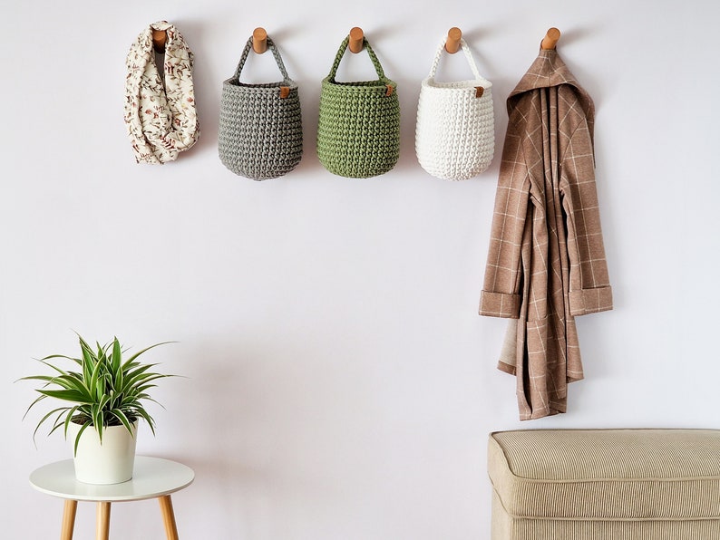 Crochet Hanging Baskets, Home Decoration, Bathroom Storage, Hanging Storage, Hallway Storage, Kitchen Storage, Housewarming Gift afbeelding 3
