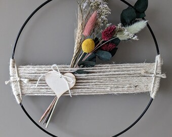 Flower Hoop  Trockenblumenring Metallring Geschenk Loop Kranz  Ring mit Trockenblumen  Wanddeko Fensterdeko Gastgeschenk Trockenblumenkranz