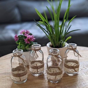 Set of 4 small vases Boho table decoration Wedding decoration Mini vases in Boho style Vintage vases table decoration for a wedding gift idea image 1