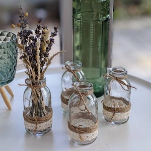 Set of 4 small vases Boho table decoration Wedding decoration Mini vases in Boho style Vintage vases table decoration for a wedding gift idea image 2